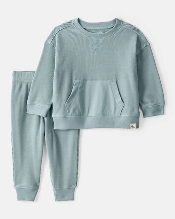 Baby Boy Waffle Knit Long-Sleeve Tee & Pant Set - Green, 