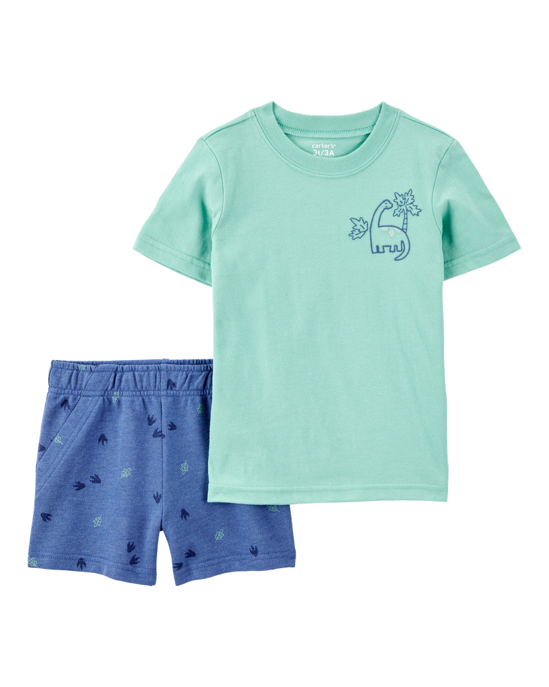 Toddler 2-Piece Dinosaur Outfit Set - Green/Navy, image 1 of 4 slides
