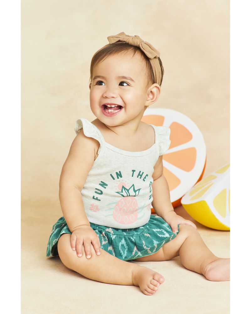 Baby 2-Piece Pineapple Bodysuit & Diaper Cover Set, image 2 of 3 slides