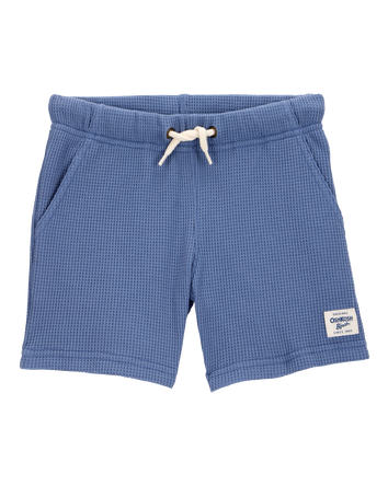 Toddler Waffle Knit Drawstring Shorts -Blue, 