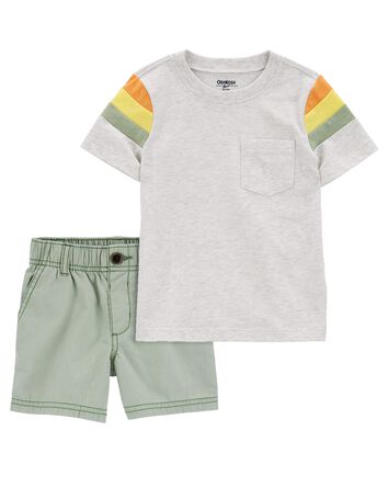 Baby 2-Piece Striped Pocket Tee & Stretch Chino Short Set
, 