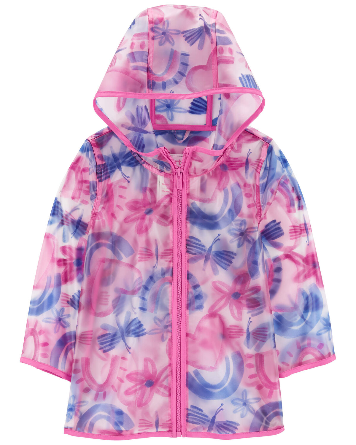 Printed Translucent Toddler Rainbow Rain Jacket