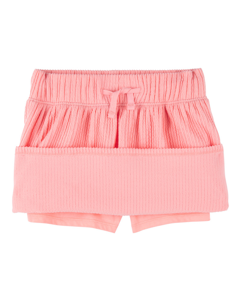 Kid Ribbed Textured Drawstring Skort - Orange, image 2 of 5 slides