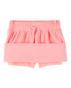 Kid Ribbed Textured Drawstring Skort - Orange, image 2 of 5 slides