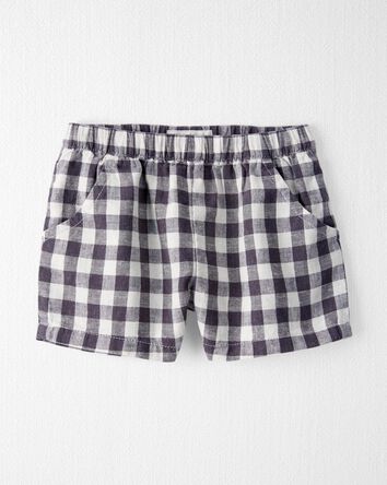 Baby Gingham Shorts Made With Linen , 