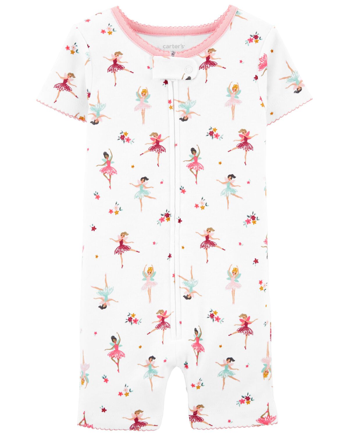 White Toddler 1Piece Ballerina 100 Snug Fit Cotton Romper PJs