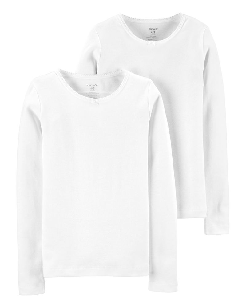 2-Pack Cotton Long-Sleeve Undershirts, image 1 of 2 slides