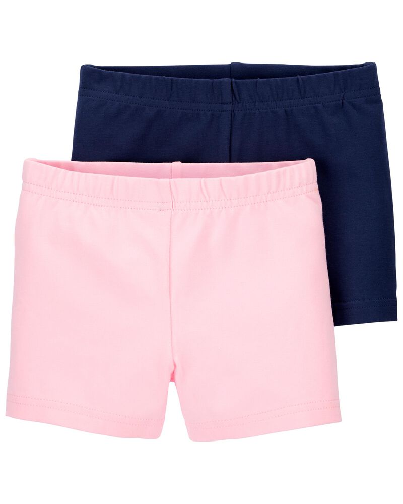 Baby 2-Pack Navy/Pink Bike Shorts, image 1 of 1 slides