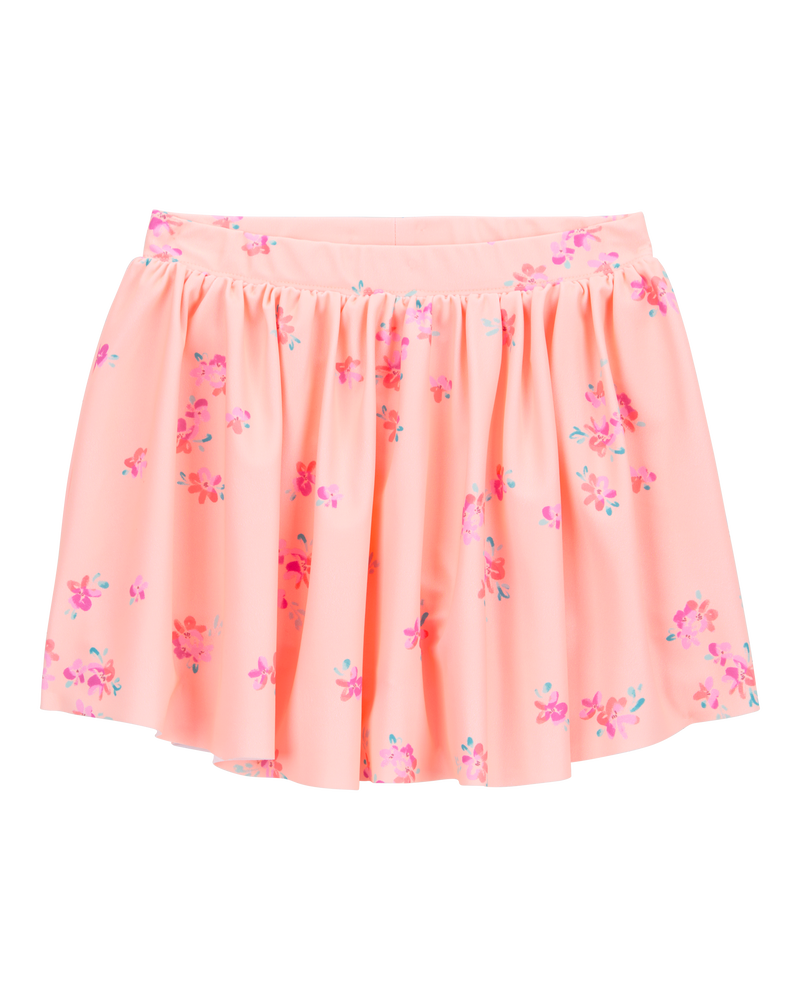 Toddler Floral Active Pull-On Skort - Orange, image 1 of 4 slides