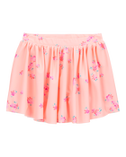 Toddler Floral Active Pull-On Skort - Orange, image 1 of 4 slides