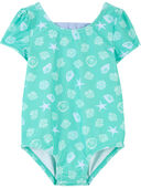 Sea Blue - Baby Shell Print 1-Piece Swimsuit