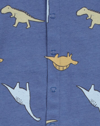 Baby Boy Dinosaur Print Jersey Short-Sleeve Romper - Blue, 