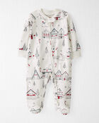 Baby Organic Cotton Sleep & Play Pajamas in Christmas Village, image 1 of 4 slides