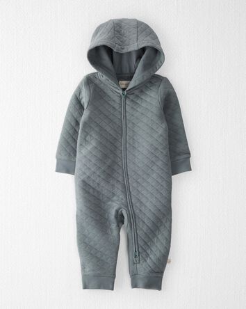 Baby Organic Double Knit Quilt Hooded Jumpsuit, 