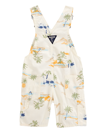 Toddler Boy Tropical-Print Canvas Shortalls-Cream, 