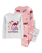 Baby 4-Piece Dinosaur Cotton Blend Pajamas, image 1 of 4 slides