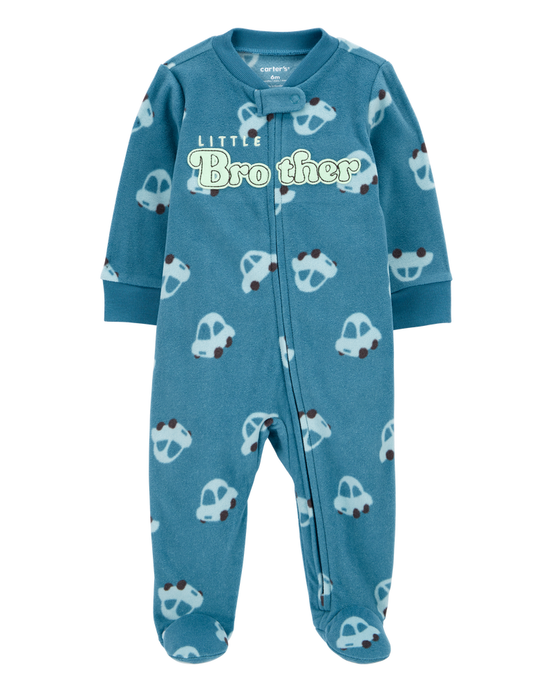 Baby Little Brother Fleece Zip-Up Footie Sleep & Play Pajamas, image 1 of 5 slides