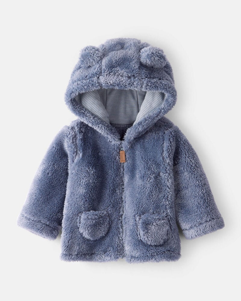 Baby Boy Sherpa Lined Long-Sleeve Sweater - Blue, image 1 of 4 slides