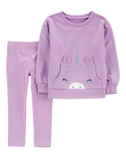 Toddler 2-Piece Glitter Unicorn Sweatshirt & Polka Dot Leggings, image 1 of 3 slides