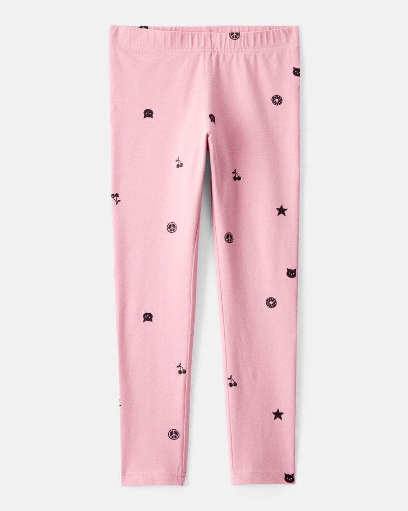 Girls Cotton Pull-On Stretch Leggings - Pink, image 1 of 4 slides