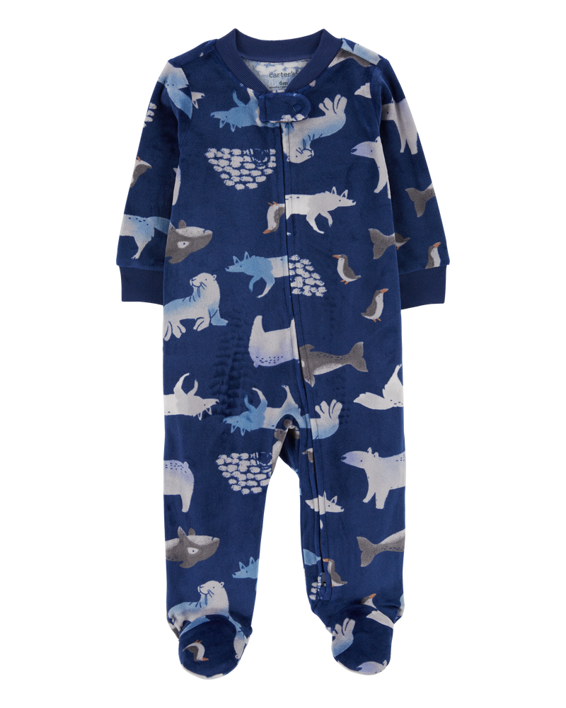Baby 2-Pack Zip-Up Fleece Sleep & Play Pajamas, image 4 of 5 slides