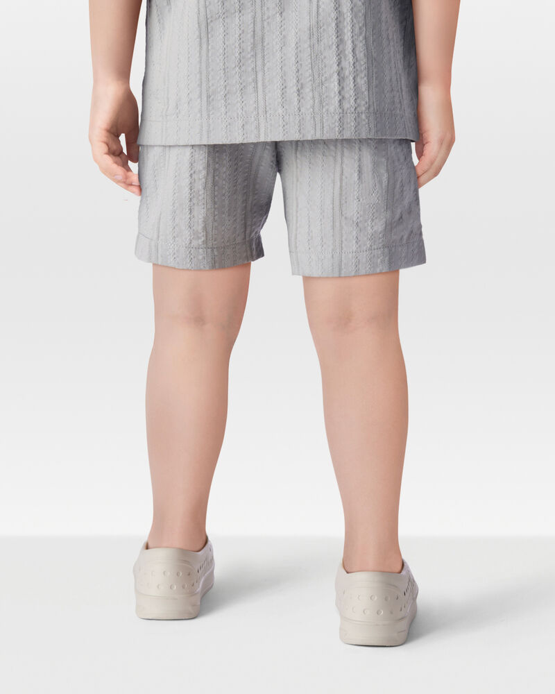 Toddler 2-Piece Seersucker Button-Down Shirt & Drawstring Shorts Set - Grey, image 8 of 9 slides