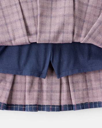 Kid Plaid Pleated Pull-On Skort, 