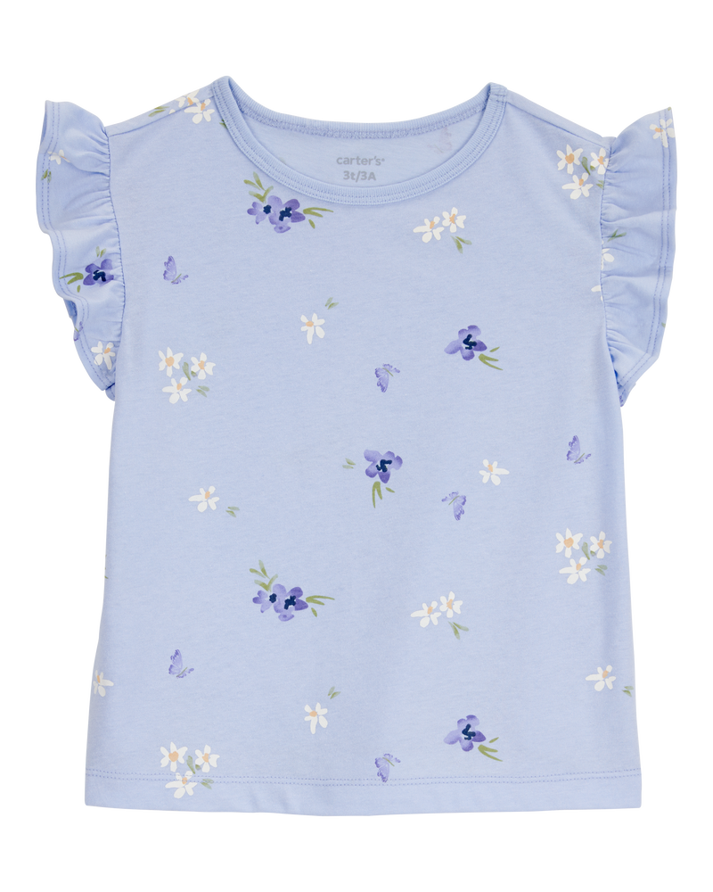 Toddler Floral Short-Sleeve Tee - Blue, image 1 of 3 slides