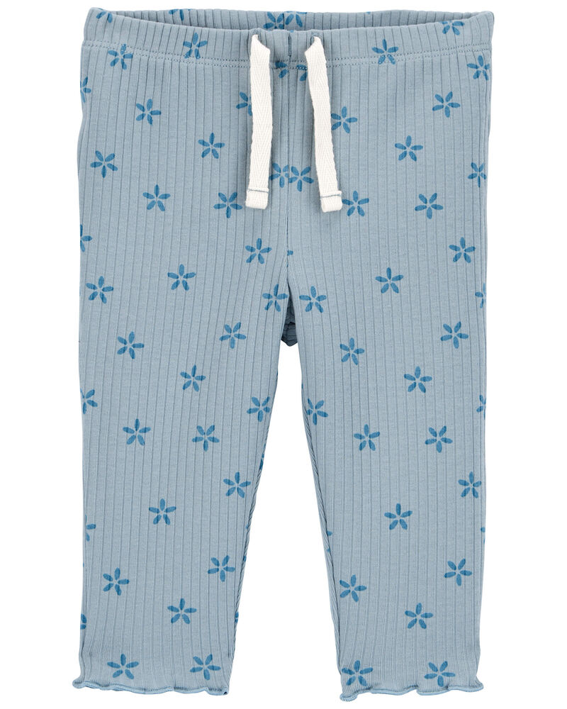 Baby Floral Pull-On Ribbed Pants, image 1 of 4 slides