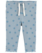 Baby Floral Pull-On Ribbed Pants, image 1 of 4 slides