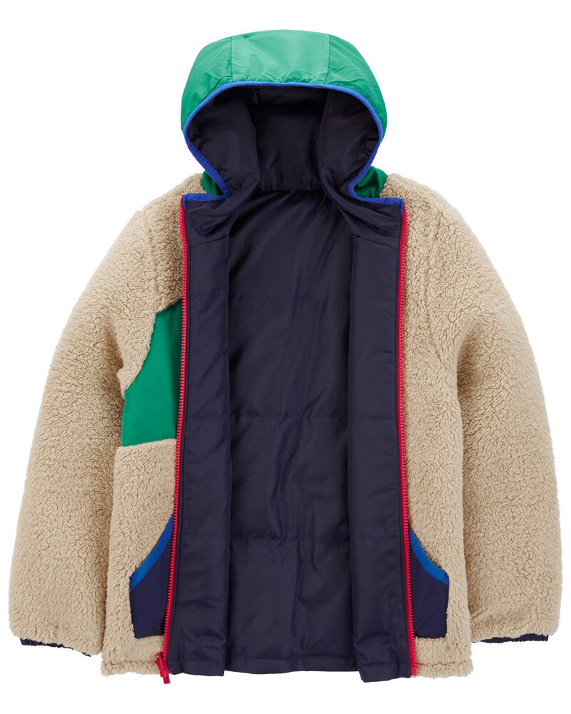Kid Colorblock Faux Sherpa Mid-Weight Jacket, image 2 of 4 slides