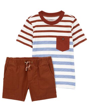 Baby 2-Piece Striped Pocket Tee & Pull-On All Terrain Shorts Set
, 