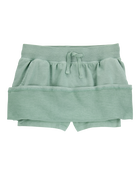 Kid Active Drawstring French Terry Skort - Green, image 2 of 4 slides