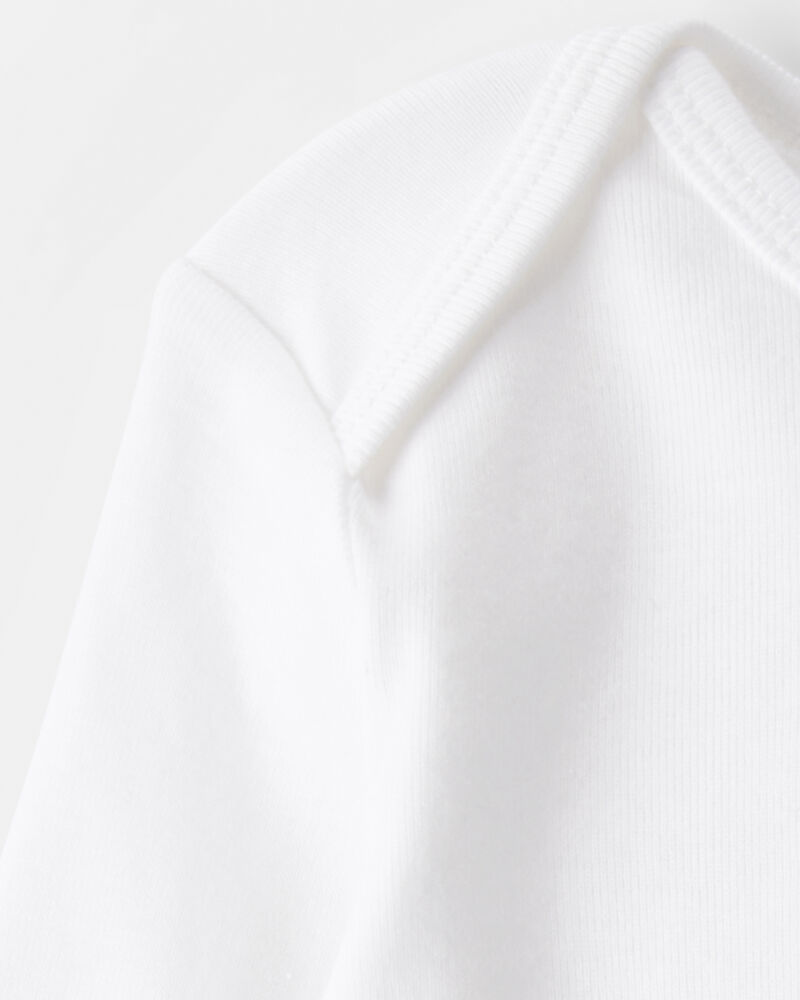 Baby 4-Pack Long-Sleeve Bodysuits - White, image 3 of 6 slides