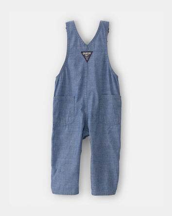 Baby Boy Chambray Cuffed Overalls - Medium Wash, 