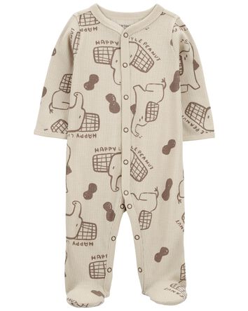 Baby Elephant Snap-Up Thermal Sleep & Play Pajamas, 