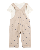 Baby 2-Piece Anchor Tee & Overall Set - Tan/Ivory, image 2 of 6 slides