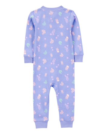 Toddler Girl 1-Piece Jellyfish 100% Snug Fit Cotton Footless Pajamas - Purple, 