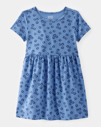 Toddler Girl Flower Power Short-Sleeve Knit Dress - Blue, 