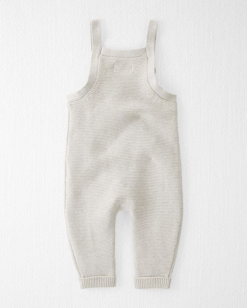 Baby Organic Cotton Sweater Knit Overalls in Heather Gray, image 4 of 7 slides