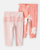Baby 2-Pack Pull-On Pants - Pink/Floral, image 8 of 9 slides