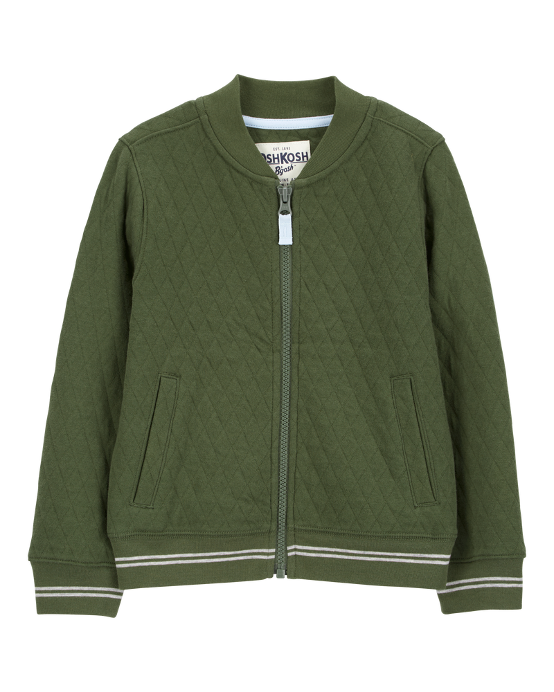 Toddler Solid Cotton Blend Quilted Jacket - Green, image 1 of 3 slides