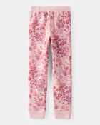 Girls Floral Fleece Drawstring Joggers - Pink, image 2 of 4 slides