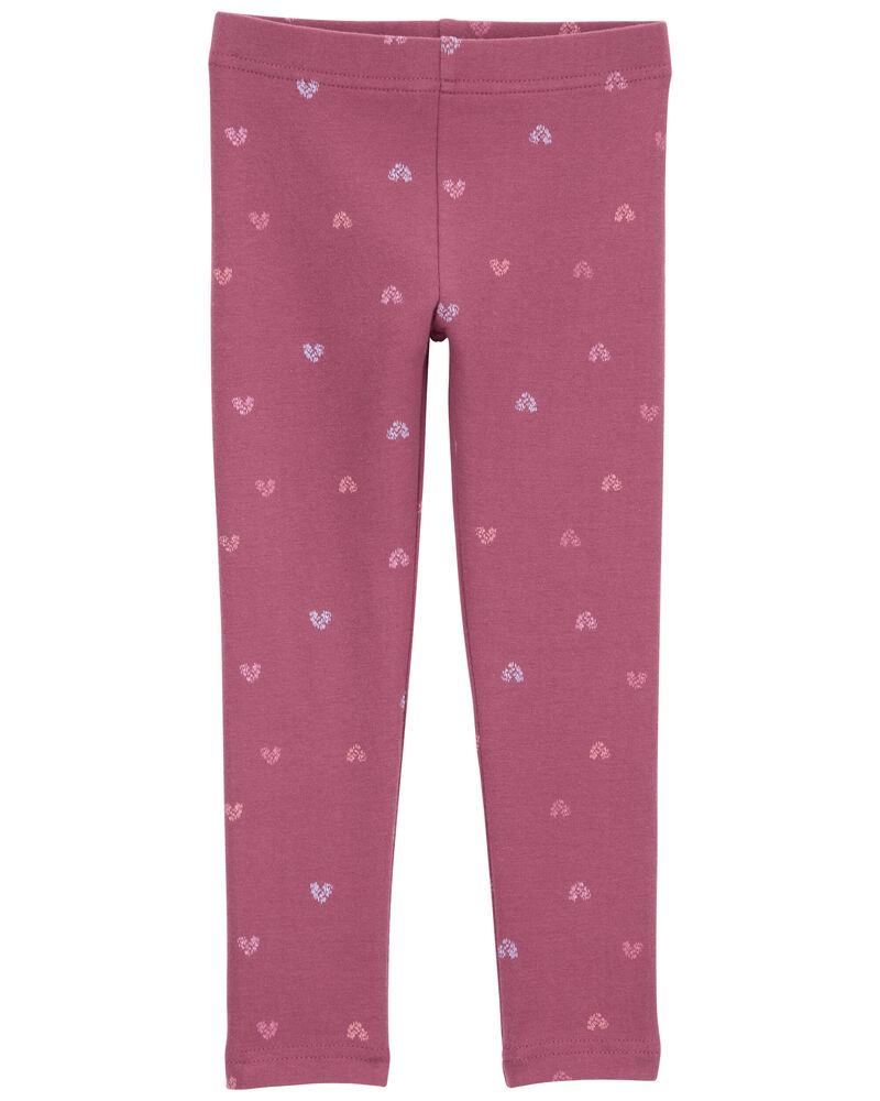 Toddler Heart Print Stretch Leggings, image 1 of 4 slides