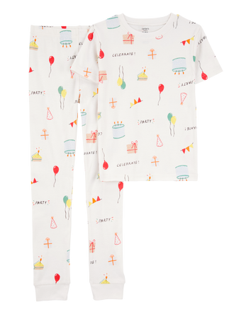 Kid 2-Piece Birthday 100% Snug Fit Cotton Pajamas - Ivory, 