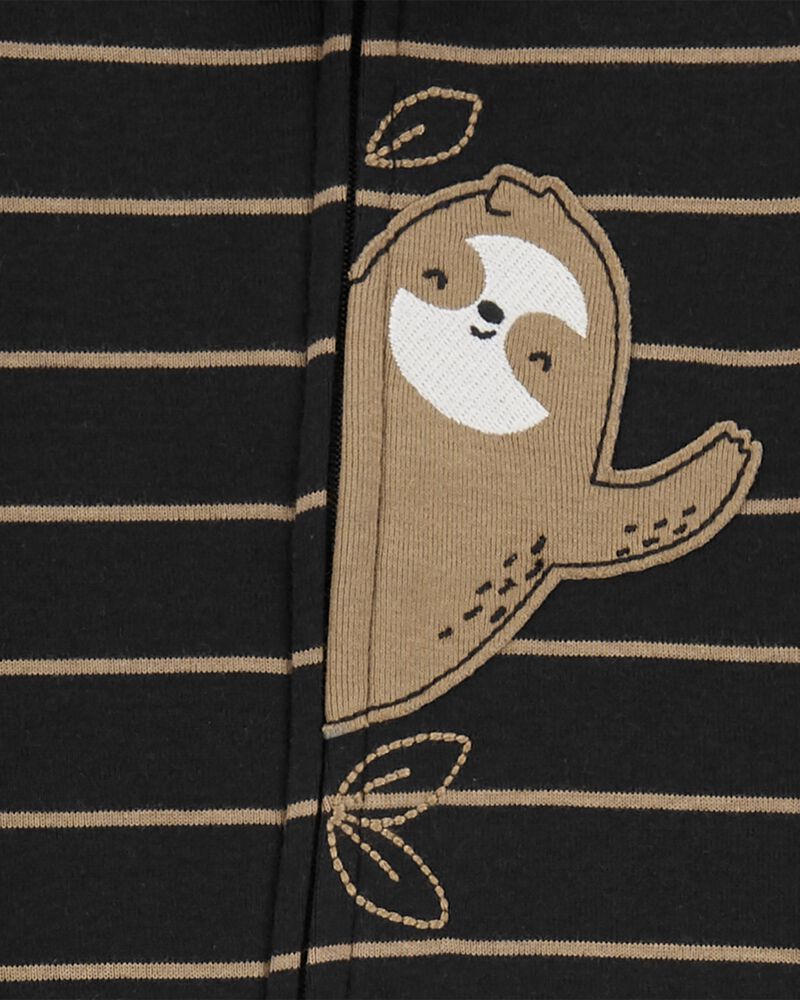 Toddler 1-Piece Sloth 100% Snug Fit Cotton Footie Pajamas, image 2 of 3 slides