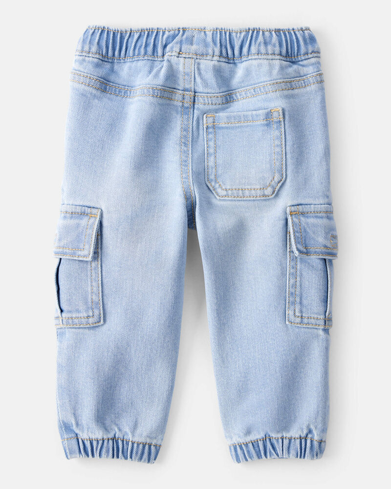 Baby Boy Mid-Rise Denim Cargo Joggers - Blue, image 2 of 5 slides