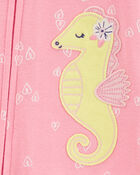 Toddler 1-Piece Sea Horse 100%  Cotton Footless Pajamas, image 2 of 4 slides