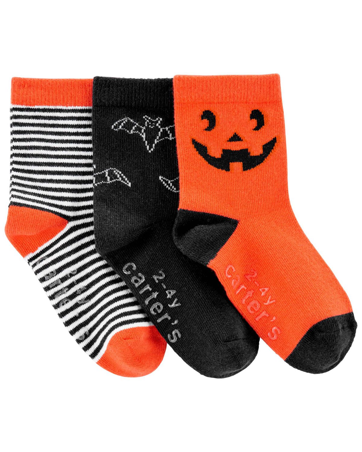 Orange/Black Toddler 3Pack Halloween Socks