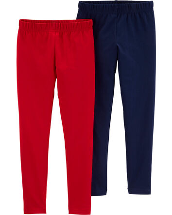 Kid 2-Pack Navy & Red Leggings, 